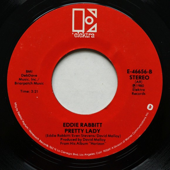 Eddie Rabbit - Drivin' My Life Away / Pretty Lady 45 rpm Vinyl 7" Single E-46656 - Picture 4 of 8